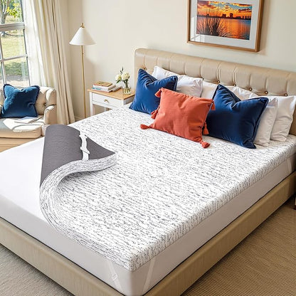 Subrtex Mattress Topper Queen, 3 Inch Memory Foam Mattress Topper for Pressure Relieving, Breathable Bed Topper with Removable Washable Cover, CertiPUR-US Certified