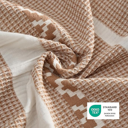 Bedsure Waffle Weave Duvet Cover King - 100% Cotton Boho Duvet Cover Set with 2 Pillowcases - Extra Soft Terracotta Textured Comforter Cover with Zipper Closure (King, 104"x90")