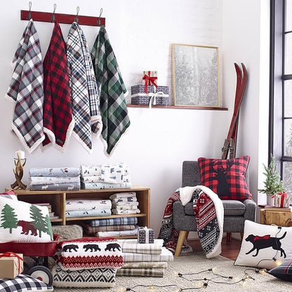 Eddie Bauer - King Sheets, Cotton Flannel Bedding Set, Brushed For Extra Softness, Cozy Home Decor (Birch Forest, King)