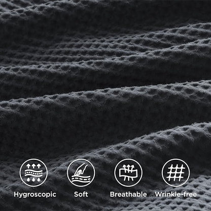 Bedsure Cotton Duvet Cover King - 100% Cotton Waffle Weave Charcoal Duvet Cover King Size, GentleSoft™ and Breathable Bedding Set for All Season, 3 Pieces, 104"x90"