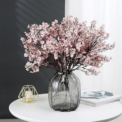 JAKY-Global Babys Breath Fabric Cloth Artificial Flowers 6 Bundle European Fake Silk Plants Decor Wedding Party Decoration Bouquets Real Touch DIY Home Garden (Autumn Pink-6pcs)