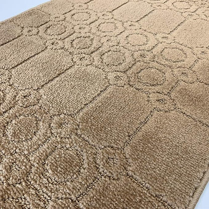 Custom Size Modern Abstract Floor Carpet Runner Rug for Hallways, Slip Resistant Latex Rubber Backed, 31 inch Wide X Customized Length, Art Gold Tan, 31 inch X 27 feet