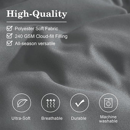 Monbix Queen Comforter Set - 7 Pieces Grey Bed in a Bag Queen Bedding Sets with Comforters, All Seasons Down Alternative Comforter Bed Set with Sheets,Pillowcases & Shams