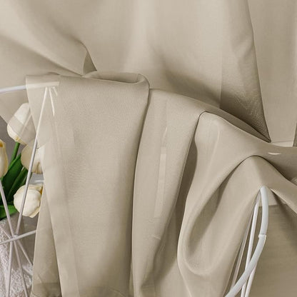 Aiyufeng Taupe Sheer Curtains 96 Inches Long 2 Panels Set, Semi Transparent Voile Rod Pocket Sheer Window Drapes for Bedroom Bed Canopy Living Room Dining Wedding Party Backdrop, 42W x 96L inch