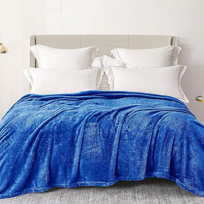 Exclusivo Mezcla Plush Fuzzy Fleece Bed Blanket Twin Size, Super Soft, Fluffy and Warm Blankets, Suitable for All Seasons (Cobalt Blue, 90x66 Inches)