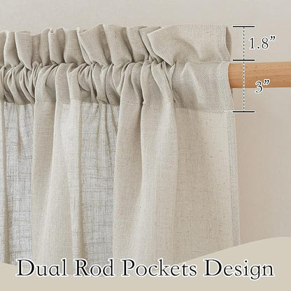 RYB HOME Linen Curtains for Living Room, Rod Pocket Soft Thick Linen Burlap 72 Inch Length Light Filtering Privacy Assured for Home Office Dining Room, W 34 x L 72 inches, Angora, 2 Panels Set