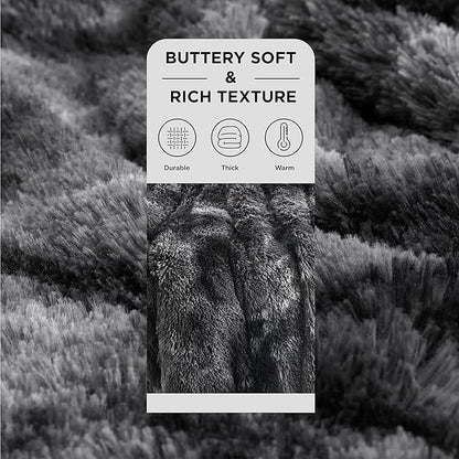 Bedsure GentleSoft Fluffy Black Blanket Cozy Gifts for Men, Black Home Decor Soft Fuzzy Plush Thick Warm Sherpa Fleece Faux Fur Throw Blanket for Couch Bed, Living Room College Dorm Decor, 50x60