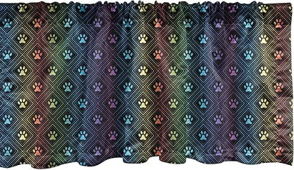 Ambesonne Dog Lover Window Valance Pack of 2, Paw Print Pattern Diamond Shaped Rhombus Shapes Design Geometric Arrangement, Rod Pocket Curtain Valances for Kitchen Bedroom, 54" X 18", Petrol Blue