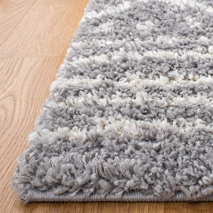 SAFAVIEH Arizona Shag Collection X-Large Area Rug - 11' x 15', Grey & Ivory, Moroccan Design, Non-Shedding, 1.6-inch Thick, Ideal for High Traffic Areas in Living Room, Bedroom (ASG741G-1115)