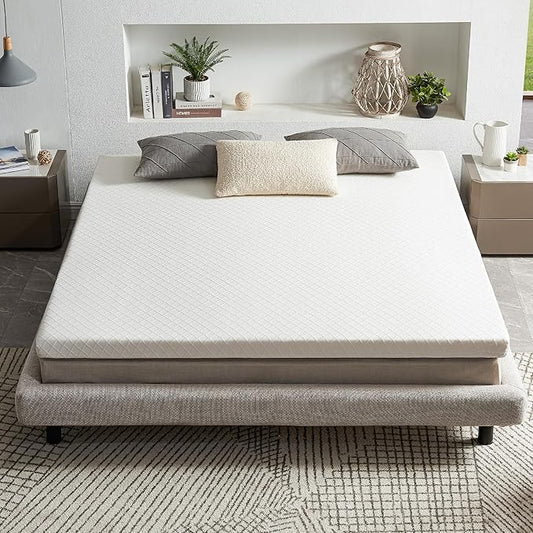 RECCI 2 Inch Twin Size Mattress Topper, 100% CertiPUR-US Certified Memory Foam, Pressure Relieving, Removable & Washable Cover, Ideal for Bedroom, Guestroom, College Dorms