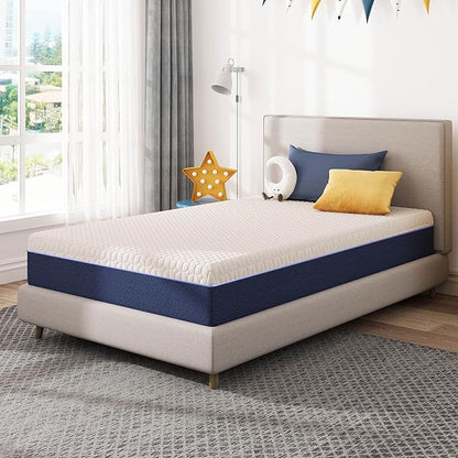 6 Inch TwinXL Size Mattress for Kids, Gel Cooling Memory Foam Mattress in A Box, Medium Firm Feel for Back Pain Relief, CertiPUR US Certified
