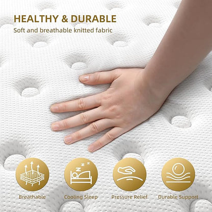 Cooling Gel King Size Mattress 10 Inch Hybrid King Mattress in a Box with Pocketed Springs Memory Foam for Back Pain & Pressure Relief with CertiPUR-US Certified Foam
