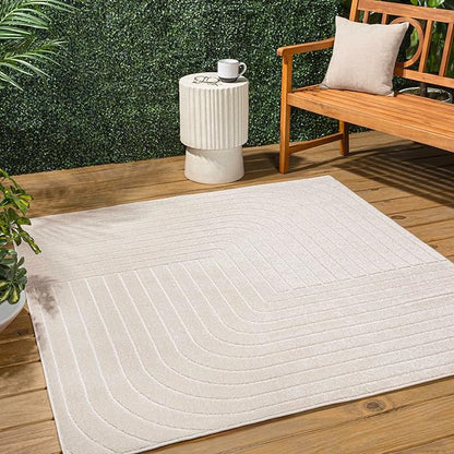 Eyely NCS101A-5SQ Scandinavian Odense Minimalist Angle Geometric Indoor Rug, Pet Friendly, Non-Shedding, Stain Resistant, Easy-Cleaning, Ivory/Cream, 5' Square, Indoor/Outdoor, Area Rug