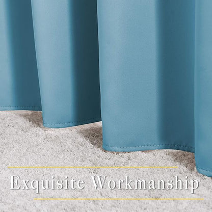 NICETOWN Blackout Living Room Curtains Teal Blue - Home Fashion Ring Top Thermal Insulated Room Darkening Curtains for Bedroom/Living Room (2 Panels, W52 x L90, Teal Blue)