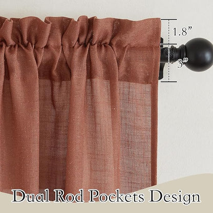 RYB HOME Linen Blend Curtains 102 inches Long for Living Room Home Office, Thick Heavy Textured Rod Pocket Light Filtering Machine Washable, W 52 x L 102 inches, Terracotta, 2 Panels