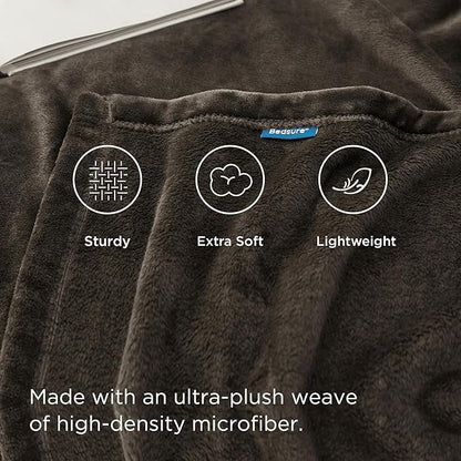 Bedsure GentleSoft Fleece Throw Blanket Brown - 300GSM Blankets for Couch, Sofa, Bed, Soft Lightweight Plush Cozy Throws for Toddlers, 50x60 inches