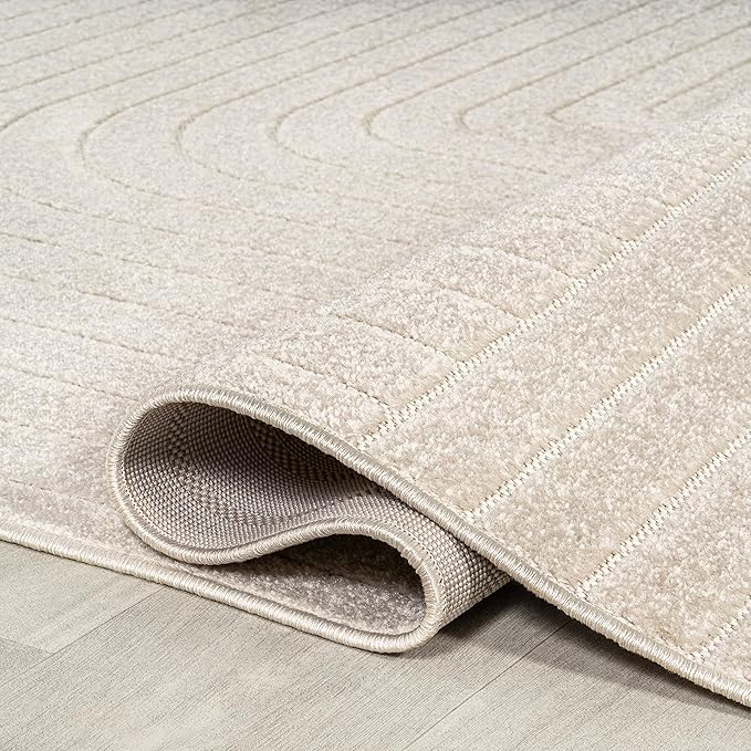 Eyely NCS101A-9 Scandinavian Odense Minimalist Angle Geometric Indoor Rug, Pet Friendly, Non-Shedding, Stain Resistant, Easy-Cleaning, Ivory/Cream, 9 ft. x 12 ft., Indoor/Outdoor, Area Rug