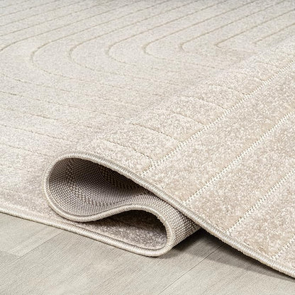 Eyely NCS101A-9 Scandinavian Odense Minimalist Angle Geometric Indoor Rug, Pet Friendly, Non-Shedding, Stain Resistant, Easy-Cleaning, Ivory/Cream, 9 ft. x 12 ft., Indoor/Outdoor, Area Rug
