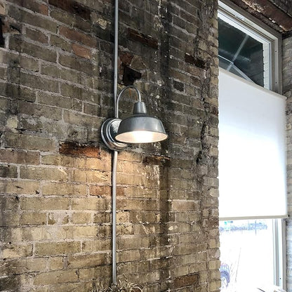 Design House Mason Barn Light Indoor/Outdoor Wall Mount Modern Industrial Farmhouse Wall Light for Patio, Garage, Bathroom, Office, Kitchen, 10-Inch, Galvanized Paint, 579383, Larger Version