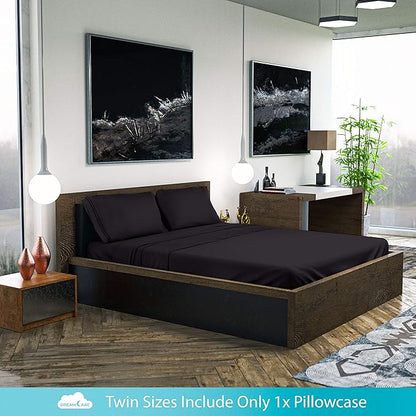 DREAMCARE Twin Sheets - 3pcs Cooling Sheets – up to 21” Extra Deep Pocket Twin Bed Sheets - Twin Sheet Set - Bed Sheets - Soft & Long Lasting 100% Fine Brushed Polyester with Side Pocket - Black