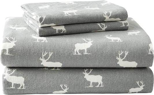 Eddie Bauer - Full Sheets, Cotton Flannel Bedding Set, Brushed For Extra Softness, Cozy Home Decor (Elk Grove, Full)