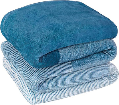 Pavilia Blue Ombre Fleece Blanket for Twin Size Bed, Soft & Cozy Microfiber Gift Decorative Blanket, 60x80
