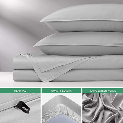 Full Sheets by Pure Bamboo, Genuine 100% Organic Viscose Derived from Bamboo Bed Sheet Set, Luxuriously Soft & Cooling, Double Stitching, Lifetime Quality Promise (Full, Silver Pearl)