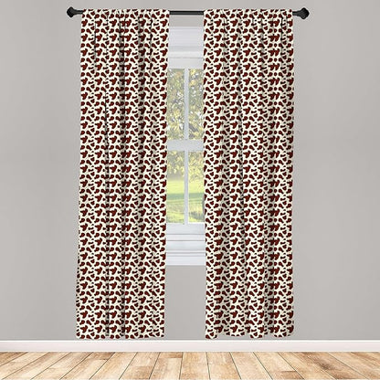 Ambesonne Cow Print Window Curtains, Cattle Skin with Brown Spots Agriculture Cow Oxen Hide Camouflage Pattern, Lightweight Decor 2-Panel Set with Rod Pocket, Pair of - 28" x 95", White Brown