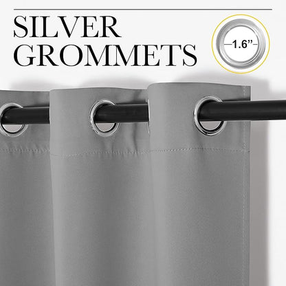NICETOWN Silver Grey Room Darkening Curtain Panels 108" Long for RV, Play Room, Studio, 55" Width, 2 Panels, Heat Block Out and Keep Warm Drapes Window Treatment Drapes for Doorway Entryway Patio