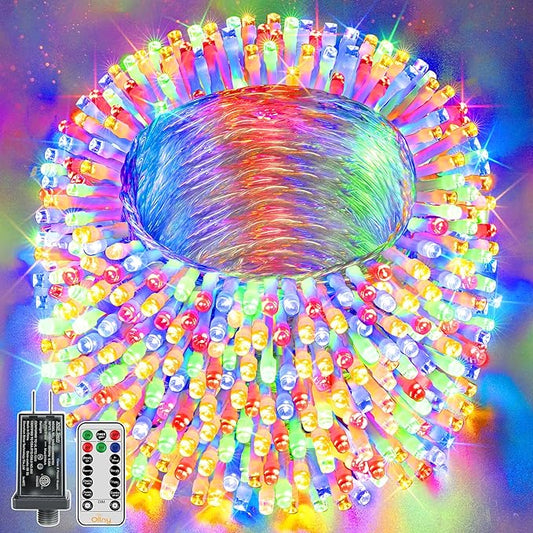 Ollny Christmas Lights Outdoor Waterproof, 1000LED 328FT Super Long String Lights with Remote 3 Timer, Plug in 8 Modes Fairy Light for Outside House Bedroom Xmas Decorations, Multicolor