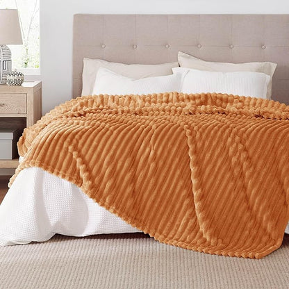 Bedsure GentleSoft Burnt Orange California King Size Blanket for Couch - Cozy Soft Fall Blankets for Women, Cute Small Fleece Throws for Girls, 102x96 Inches