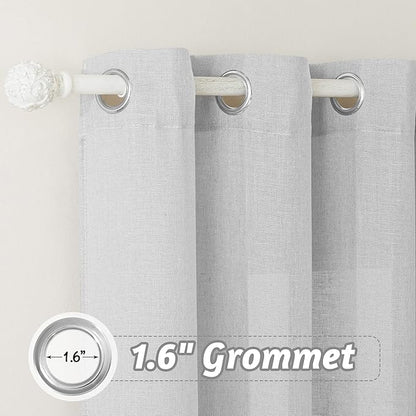 RYB HOME Linen Blended Curtains 100 inch Width, Privacy Drapes Boho Style Wrinkle Resistance Fabric for Nursery Kitchen Large Windows Country Rustic Decor, Dove Grey, W 100 x L 90, 1 Pc