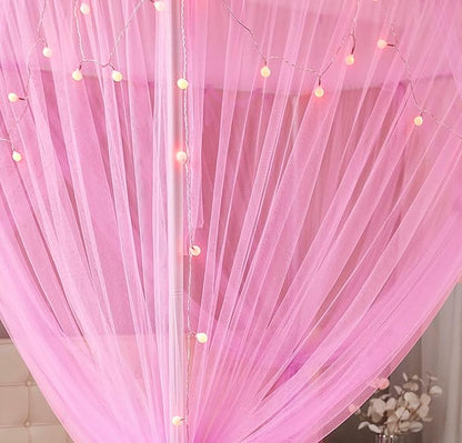 Mengersi 4 Corner Post Canopy Bed Curtains Twin Single to Twin XL Size Bed,Netting Curtains for Camping, Patio,Indoor Outdoor Net (80x40x80, Pink)
