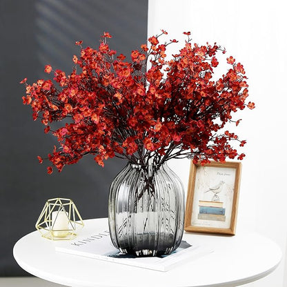 JAKY-Global Babys Breath Silk Artificial Flowers Bulk 20pcs for Fall Decor Fake Flower Bouquet Bulk for Home Kitchen Indoor Bouquet Floral Arrangement Table Centerpieces Party Decor(Burnt Red Brown)