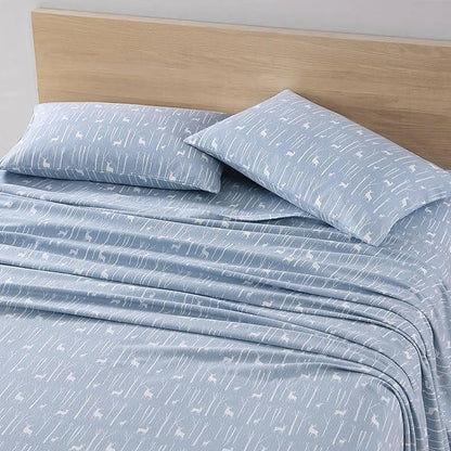 Eddie Bauer - King Sheets, Cotton Flannel Bedding Set, Brushed For Extra Softness, Cozy Home Decor (Birch Forest, King)