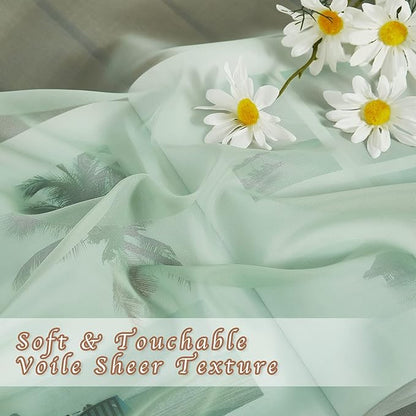 NICETOWN Sage Green Sheer Curtains 54 inch Length, Grommet Voile Sheer Lightweight & Airy Window Treatment with Light Filtering for Kitchen/Nursery, W54 x L54, 2 Panels