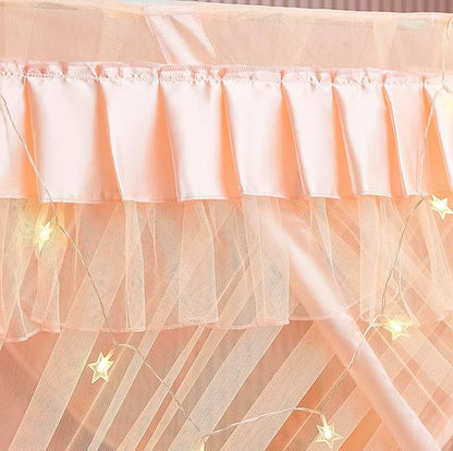 Mengersi Canopy Bed Curtains for Girls Kids - Bed Canopy for Girls Bed Drapes Mosquito Net - Cute Princess Bedroom Decoration Accessories(Full, Peach)