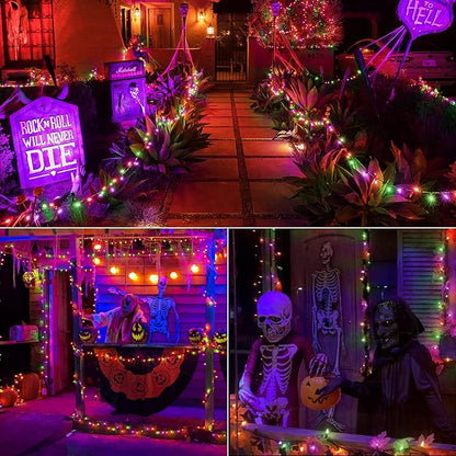 Brizled Purple Green Orange Halloween String Lights, 33ft 100 LED Halloween Lights Outdoor, 120V UL Listed Purple Orange String Light Connectable, Mini Tree Light Set for Holiday Tree Party Home Decor