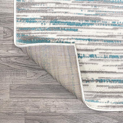 JONATHAN Y Speer Abstract Linear Stripe Gray/Blue Indoor Area Rug, 3x5, Contemporary, Rustic, Easy-Cleaning for Living Room, Bedroom, Kitchen, Pet Friendly, Non-Shedding (LUX106A-3)