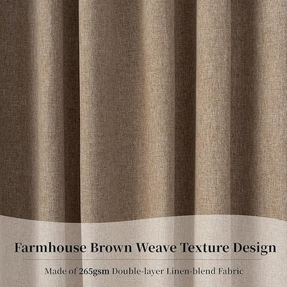 KangBang Extra Long 102" Blackout Linen Drapes, Back Tab Loop Pocket Hook Belt UV Protection Energy Saving Bedroom Draperies for High Ceiling Living Rooms, Biscuit,52x102 Inch
