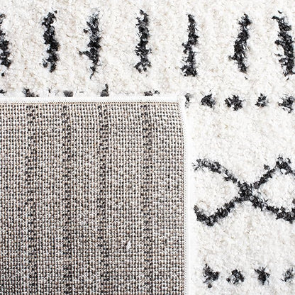 SAFAVIEH Arizona Shag Collection Area Rug - 2'3" x 18' Runner, Ivory & Black, Non-Shedding & Easy Cleaning, Plush Thick Pile, Ideal for Living Room, Bedroom, Dining Space (ASG741Z)