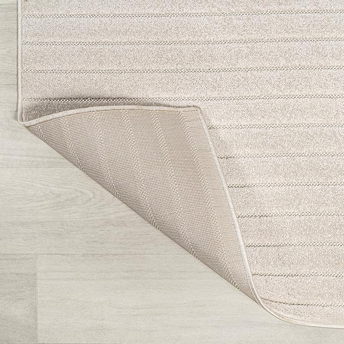 Eyely NCS101A-7R Scandinavian Odense Minimalist Angle Geometric Indoor Rug, Pet Friendly, Non-Shedding, Stain Resistant, Easy-Cleaning, Ivory/Cream, 7' Round, Indoor/Outdoor, Area Rug
