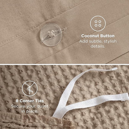 Bedsure Cotton Duvet Cover Set - 100% Cotton Waffle Weave Khaki Duvet Cover California King Size, GentleSoft™ and Breathable Cal King Tan Bedding Set for All Season, 3 Pieces, 104"x98"