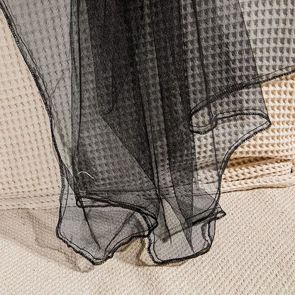 Black Mosquito Net for Single to King-Sized Beds – 2 Side Openings & 6 Hanging Loops – Decorative Rectangular Shape for Home & Travel – Bed Canopy Hanging Kit & Carrying Bag Included