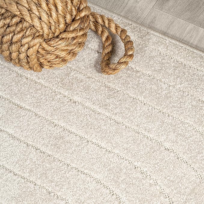 Eyely NCS101A-4 Scandinavian Odense Minimalist Angle Geometric Indoor Area Rug, Modern, Contemporary, Coastal, Bohemian, Bedroom, Kitchen, Living Room, Non Shedding, Ivory/Cream, 4' x 6'