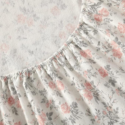 Laura Ashley - Flannel Sheets Twin Size, Anti-Pilling & Wrinkle Resistant Cotton, Touchably Soft for All-Season Comfort - Bed Sheets with Matching Pillowcase & Fitted Sheet (Rosalie Grey)