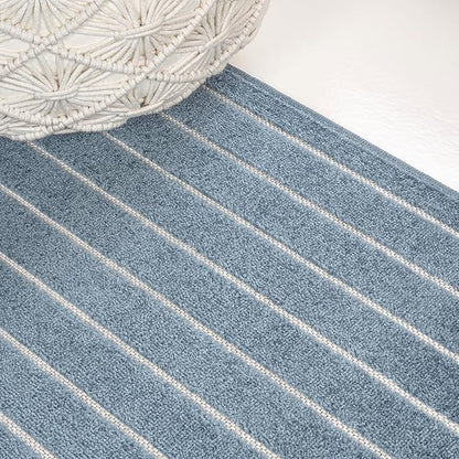 Eyely NCS101D-8 Odense High-Low Minimalist Angle Geometric Dark Blue/Cream 8 ft. x 10 ft. Indoor/Outdoor Area Rug, for Home, Backyard, Patio, Porch, Bedroom, Kitchen, Living Room