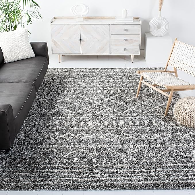 SAFAVIEH Arizona Shag Collection Area Rug - 10' x 14', Brown & Ivory, Moroccan Design, Non-Shedding & Easy Care, 1.6-inch Thick Ideal for High Traffic Areas in Living Room, Bedroom (ASG741B)