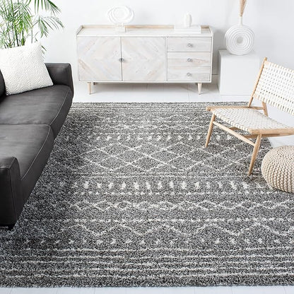 SAFAVIEH Arizona Shag Collection Area Rug - 10' x 14', Brown & Ivory, Moroccan Design, Non-Shedding & Easy Care, 1.6-inch Thick Ideal for High Traffic Areas in Living Room, Bedroom (ASG741B)