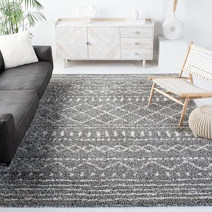 SAFAVIEH Arizona Shag Collection Area Rug - 5'1" Square, Brown & Ivory, Moroccan Design, Non-Shedding & Easy Care, 1.6-inch Thick Ideal for High Traffic Areas in Living Room, Bedroom (ASG741B)